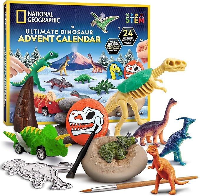NATIONAL GEOGRAPHIC Dinosaur Advent Calendar 2024 - Christmas Countdown Calendar with 24 Dino Act... | Amazon (US)