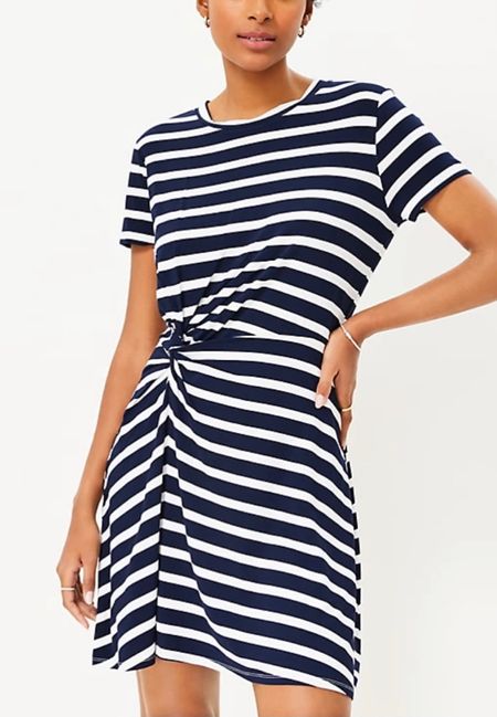 This striped twist dress popped back in stock and it's on sale for $34.99. I ordered it in red too. 

I also applied a free shipping certificate I noticed in the banner of a LOFT email from Friday 7/21 and $10 in Rewards.

#LTKsalealert #LTKunder50 #LTKSeasonal
