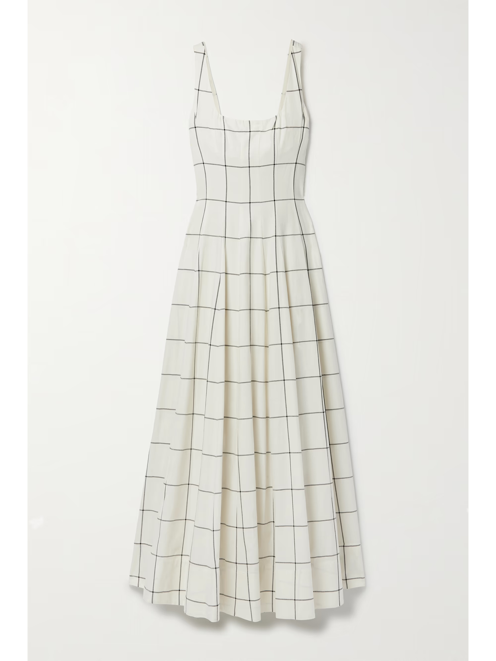 STAUDWells pleated checked cotton-twill maxi dress | NET-A-PORTER (US)