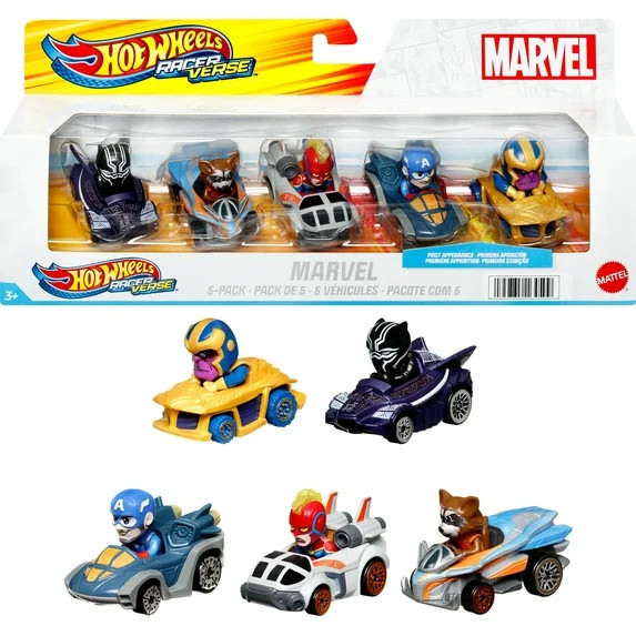 Hot Wheels RacerVerse, Set of 5 Die-Cast Hot Wheels Cars with Marvel Characters as Drivers | Walmart (US)