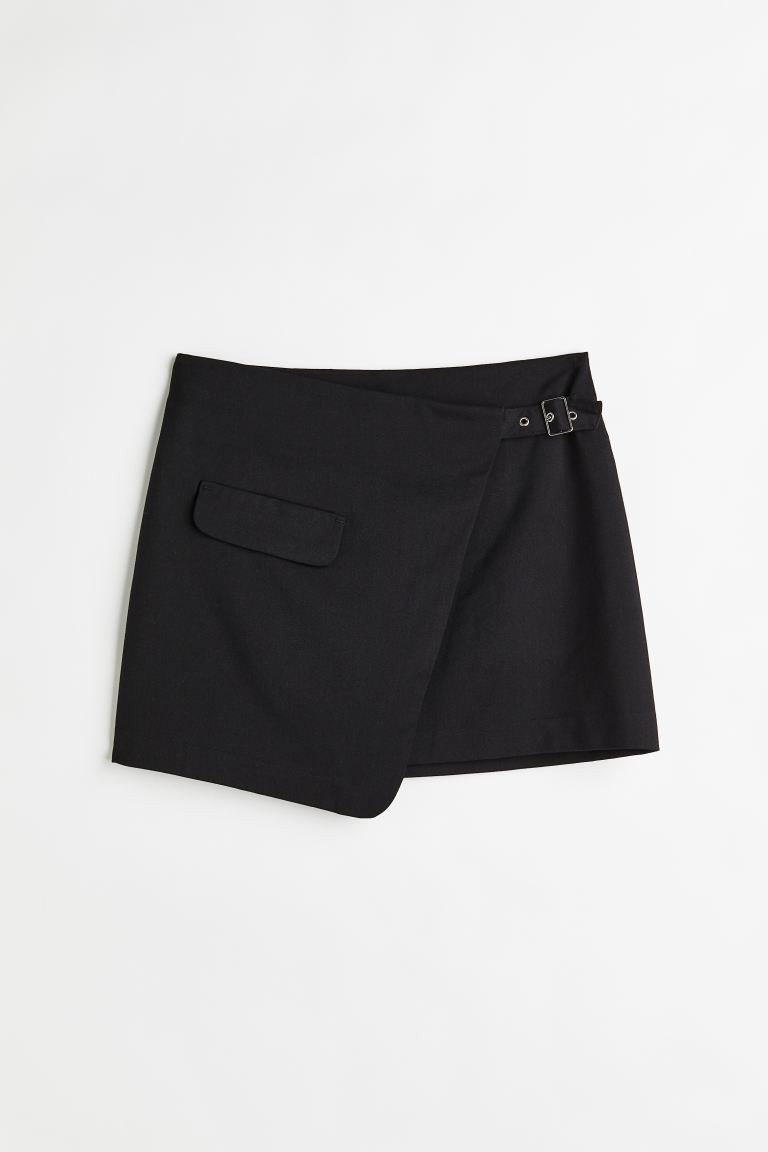 Twill Wrapover Skirt - Black - Ladies | H&M US | H&M (US + CA)