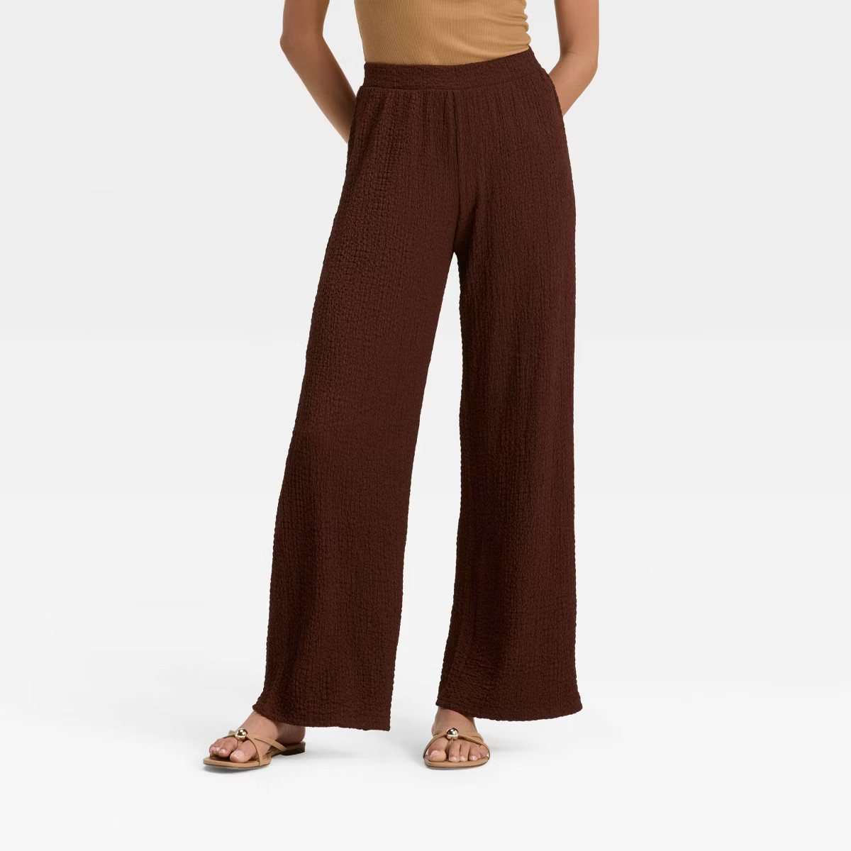 Women's Mid-Rise Regular Fit Textured Pull-On Pants - A New Day™ | Target