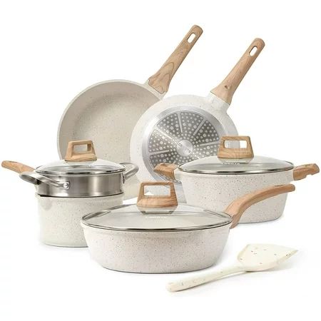 Carote 10-Piece Pots and Pans Set White Granite Nonstick Cookware Set | Walmart (US)