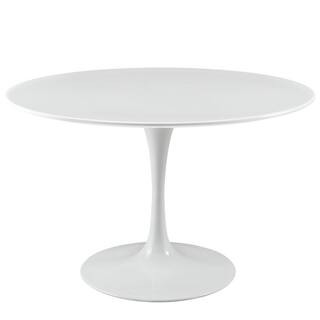 MODWAY 47 in. Lippa in White  Round Wood Top Dining Table-EEI-1118-WHI - The Home Depot | The Home Depot