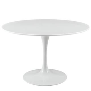 MODWAY 47 in. Lippa in White  Round Wood Top Dining Table-EEI-1118-WHI - The Home Depot | The Home Depot