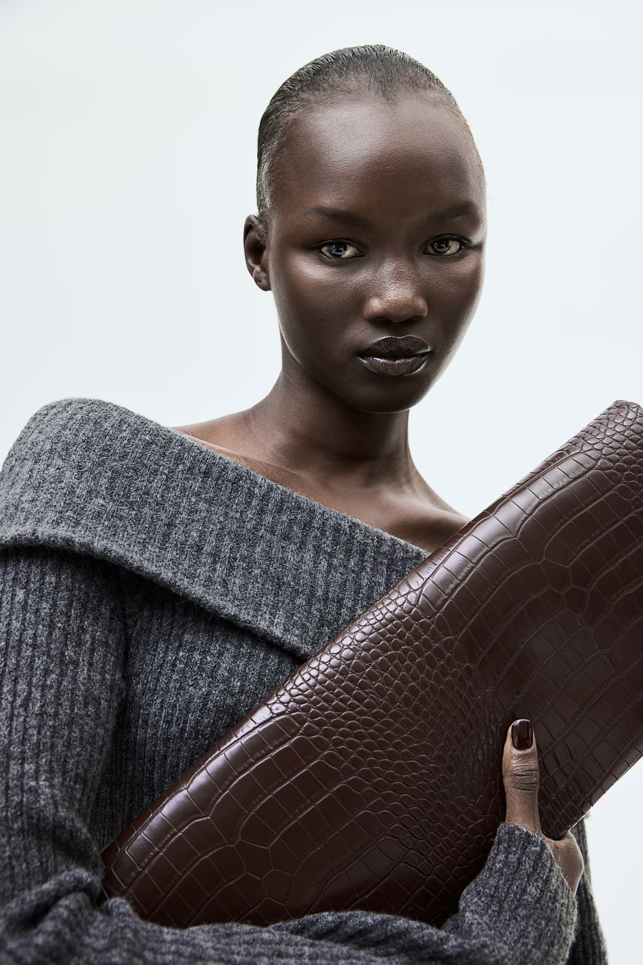 Rib-Knit Off-the-Shoulder Dress - Dark gray melange - Ladies | H&M US | H&M (US + CA)