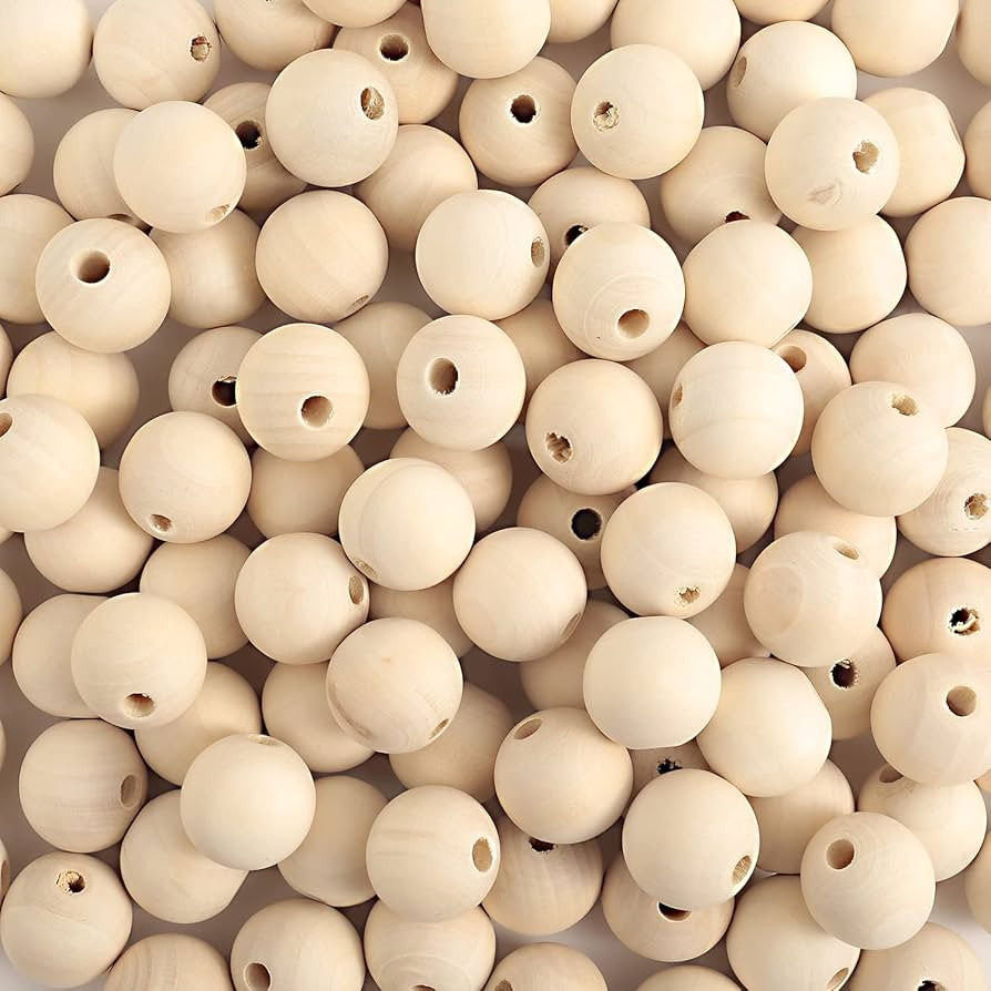 150pcs 25MM Wood Beads Natural Unfinished Round Wooden Loose Beads Wood Spacer Beads for Craft Ma... | Amazon (US)