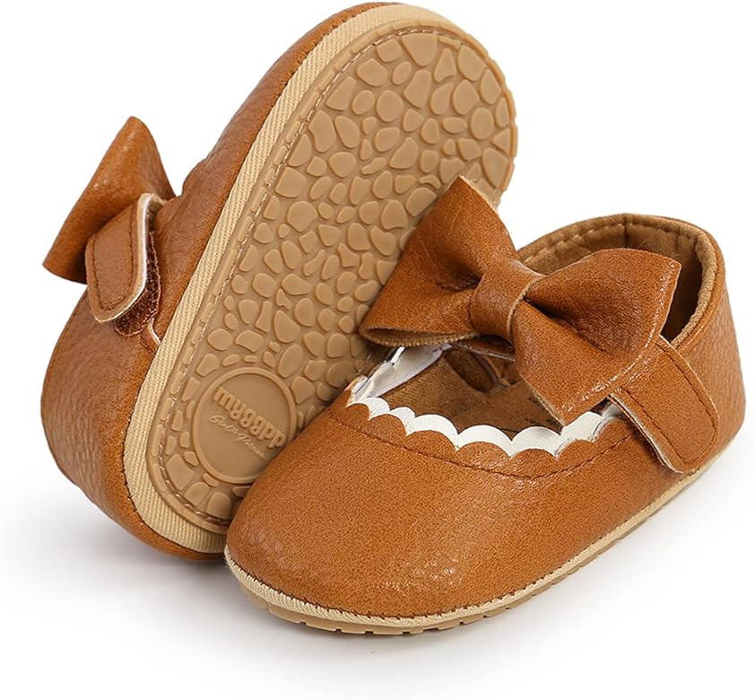LAFEGEN Baby Girls Mary Jane Flats with Bownot Non Slip Soft Sole PU Leather Newborn Infant Toddler  | Amazon (US)