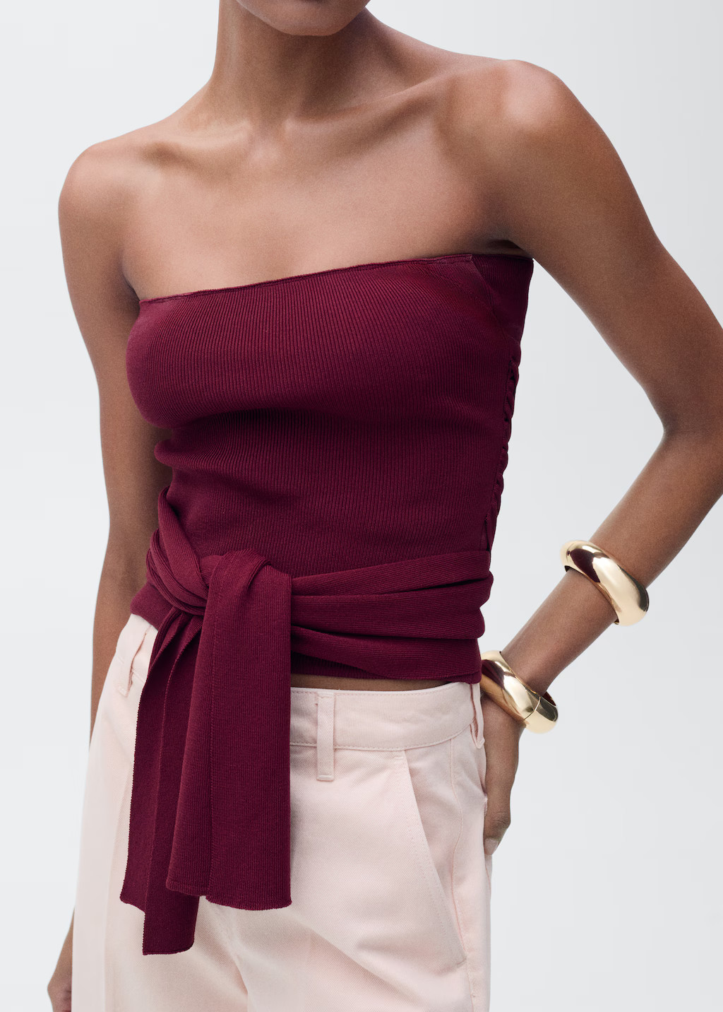 Bandeau top with knot detail - Women | MANGO United Kingdom | MANGO (UK)