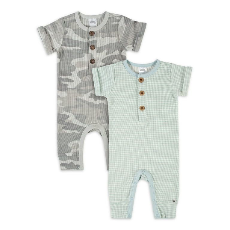 Modern Moments By Gerber Baby Boy Waffle Romper Set, 2-Pack, (0/3 Months - 24 Months) | Walmart (US)