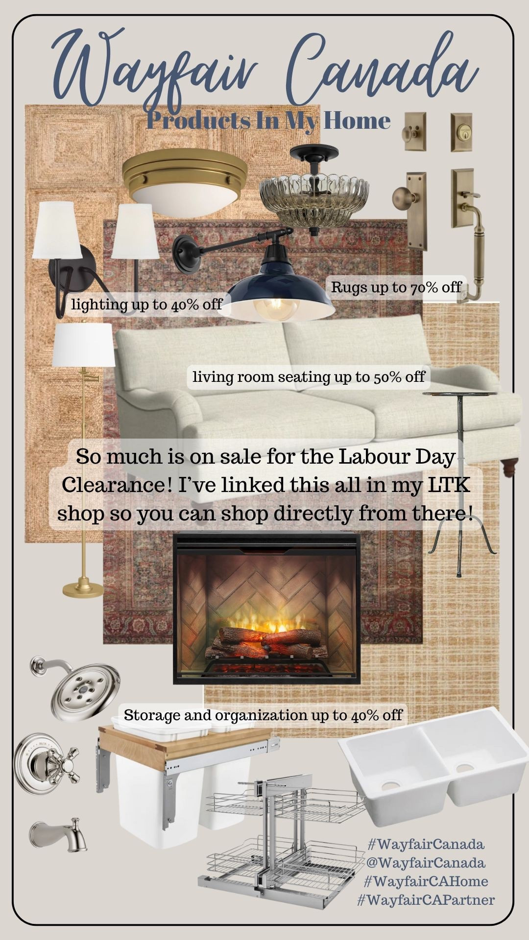 I have so many Wayfair Canada products in my home; from lighting and sofas to cabinet inserts and renovation supplies. Wayfair Canada is my go-to resource for all things home! With their Labour Day Clearance happening  August 21 - September 2, many of these items are on major sale (up to 70% off!) with fast shipping, so it’s the perfect time to stock up on all your home needs!

     @WayfairCanada 

 #LTKCanada #LTKcasa #WayfairCAPartner #WayfairCAHome #LTKHome #LTKSaleAlert