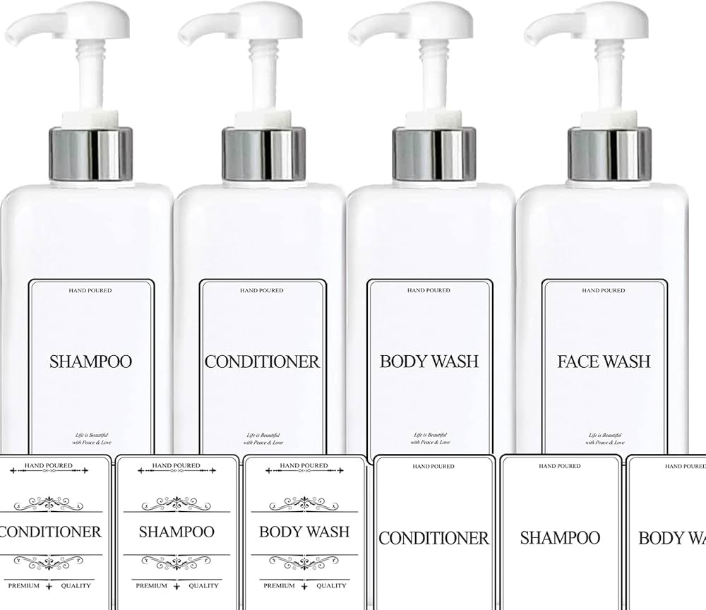 Empty Plastic Pump Bottles Square Shampoo Bottle Conditioner Soap Lotion Refillable, BPA Free for... | Amazon (US)