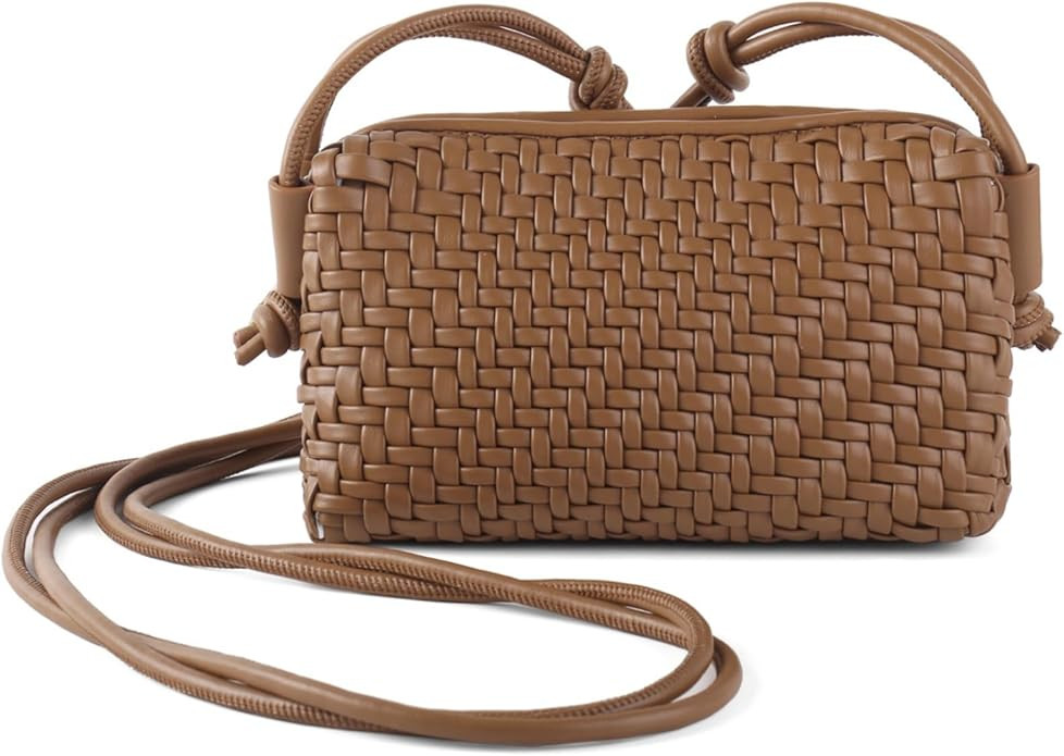 Woven Crossbody Bag for Women,Small Handbag Cute Purse Vegan Leather Handmade Shoulderbag,Lightwe... | Amazon (US)