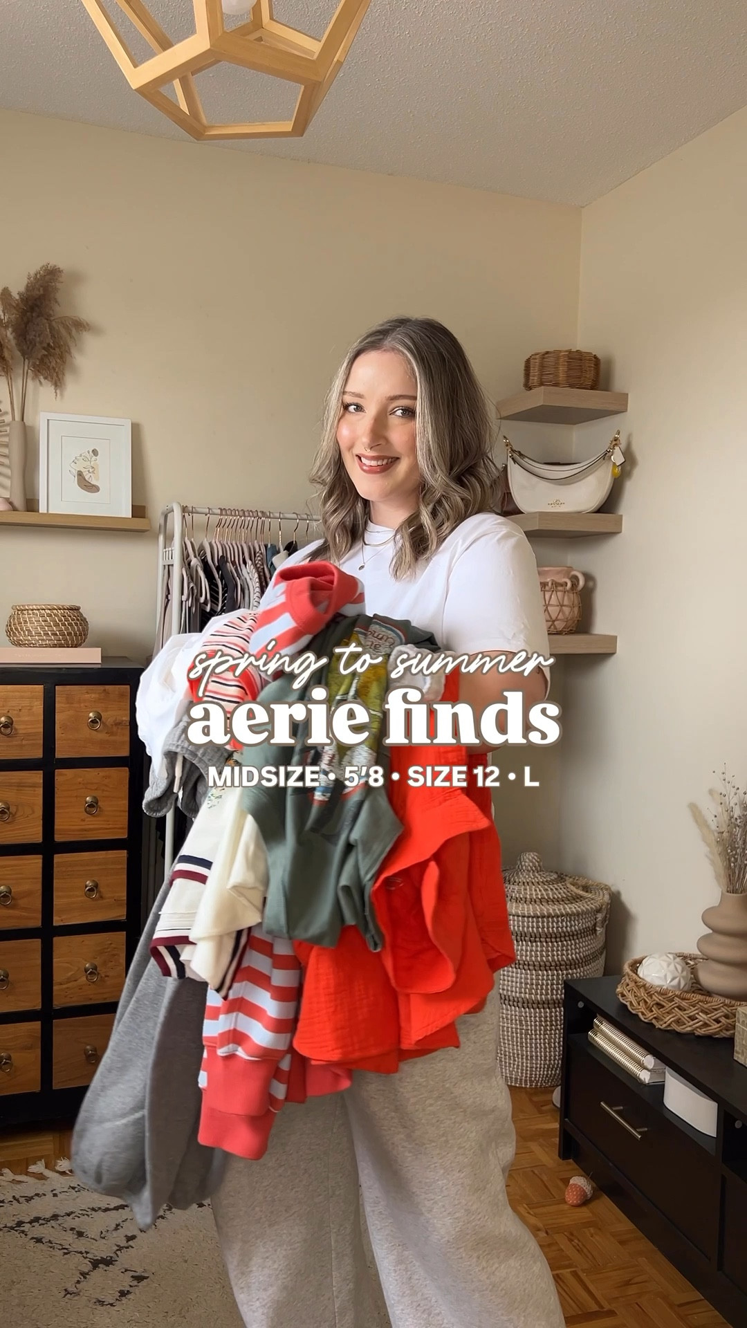 Spring to summer aerie haul! 
Bright orange shirt - L
Sweat shorts - L
Striped sweatshirt - sized down to M, runs big
Graphic tees - L 
Sweatpants - L
Striped tee - sized up to XL cause I have a larger chest
Tennis skirt - bought this years ago, wearing M. If I was ordering now I’d get L, but M still fits
New Balance sneakers - run a little big, I’m a 9.5-10 and wear a 9


#LTKsale #LTKsummer #LTKmidsize