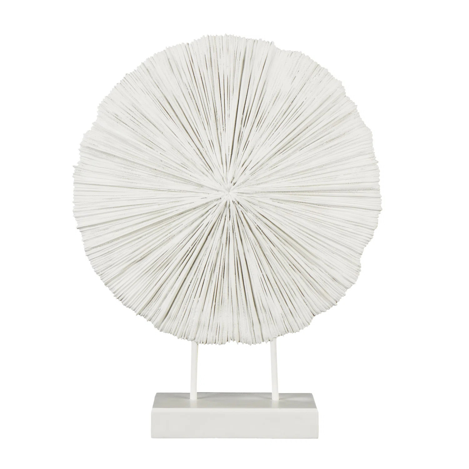 Widger Resin Textured Round Coral Decorative Cream Sculpture with Elevated Stand | Wayfair North America