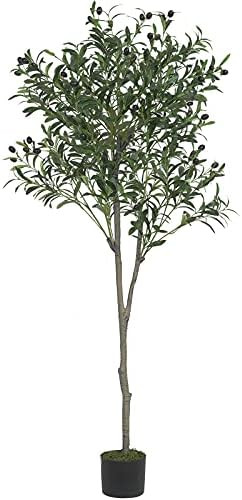VIAGDO Artificial Olive Tree 5.25ft Tall Fake Potted Olive Silk Tree with Planter Large Faux Olive B | Amazon (US)