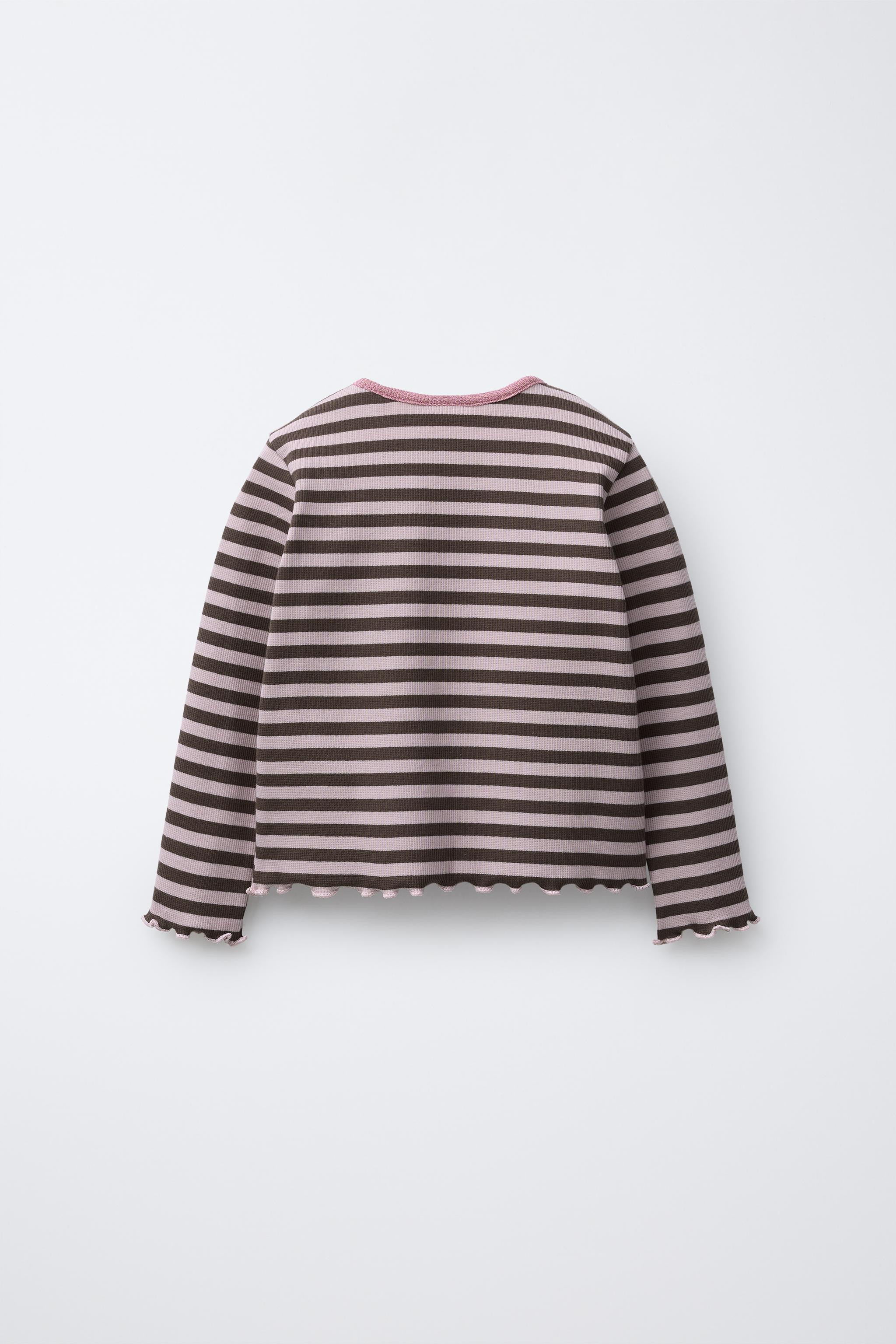 SPARKLY STRIPED EMBROIDERED T-SHIRT | Zara US