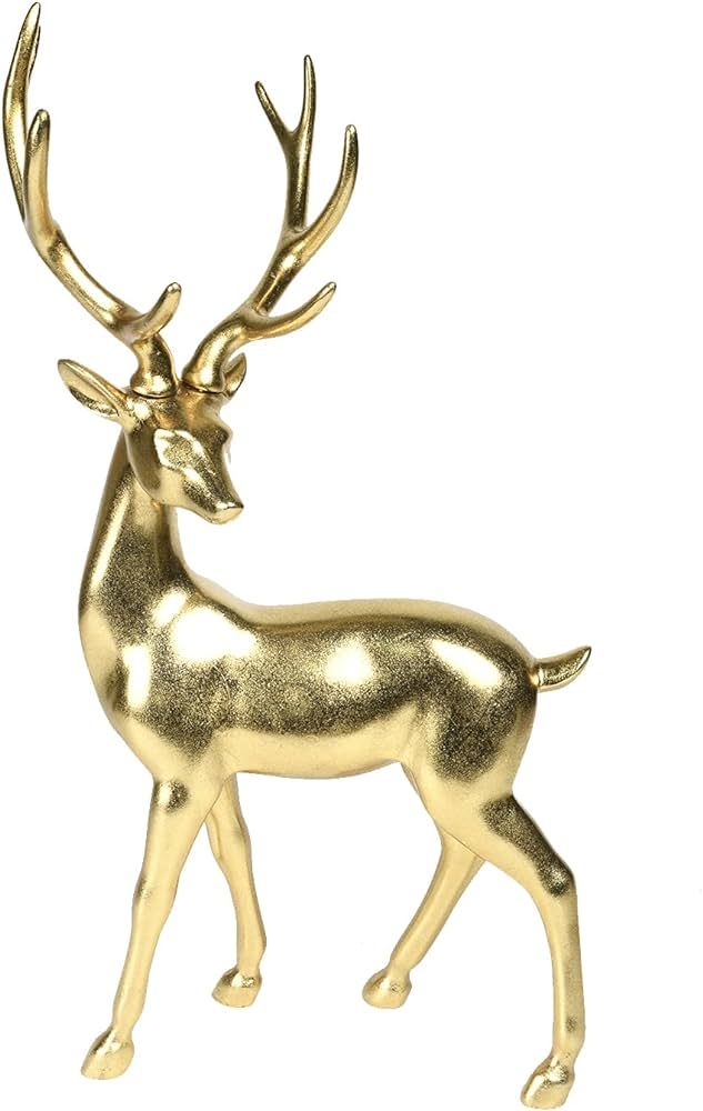 Newman House Studio Gold Reindeer Christmas Decoration Indoor - Large Christmas Reindeer Decor St... | Amazon (US)