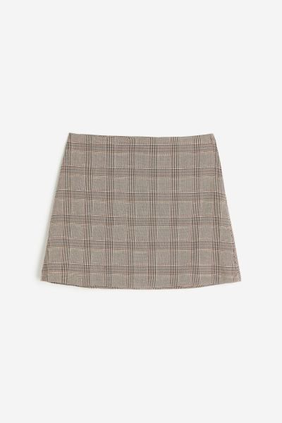 Mini skirt - Light beige/plaid - Ladies | H&M US | H&M (US)
