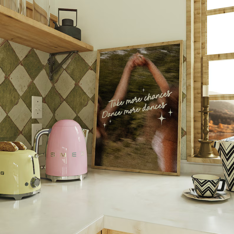 Take More Chances Print | Matte Vertical Posters, Printed Wall Poster, Dancing Print, Retro Posit... | Etsy (US)