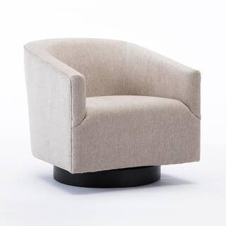 Geneva Oatmeal Wood Base Swivel Chair | The Home Depot