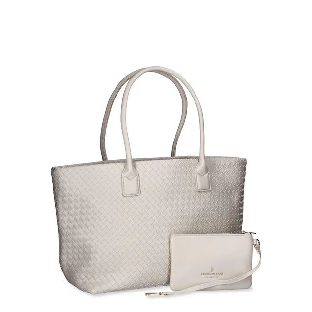 London Fog Women's Woven Tote With Pouch, White | Walmart (US)