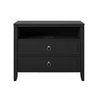 Novogratz Her Majesty 2-Drawer Black Nightstand 9407872COM | The Home Depot