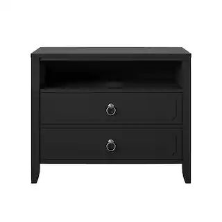 Her Majesty 2-Drawer Black Nightstand | The Home Depot