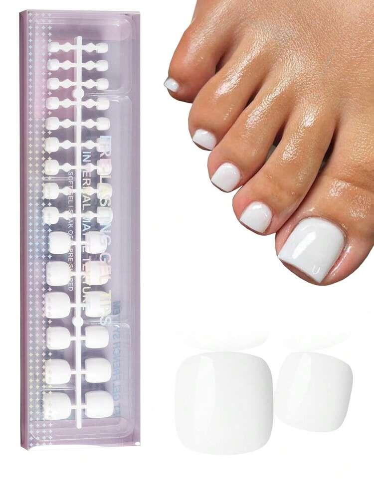 White gel toe press on  | SHEIN