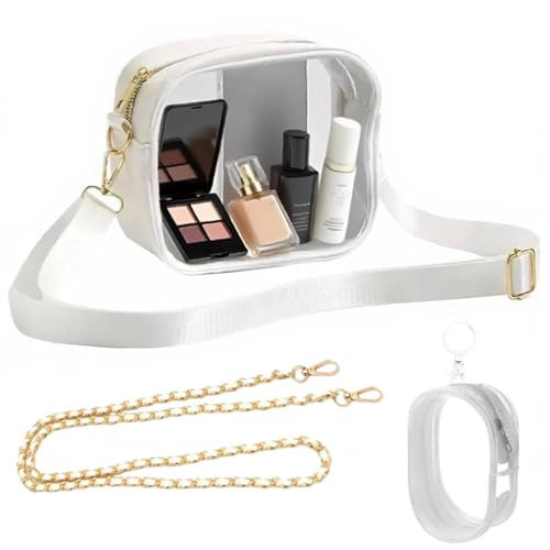 Clear Bag for Stadium Events, Stadium Approved Clear Crossbody Purse Bag with 3 Detachable Straps and Mini Transparent Bag, Sports Fan Handbags for Concerts and Sports Event-White | Amazon (US)