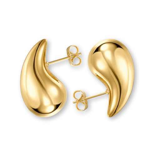 Teardrop Earrings Dupes for Women Gold Chunky Hoop Earring Dangle Earrings Water Drop Hypoallergenic Earring for Women | Amazon (US)