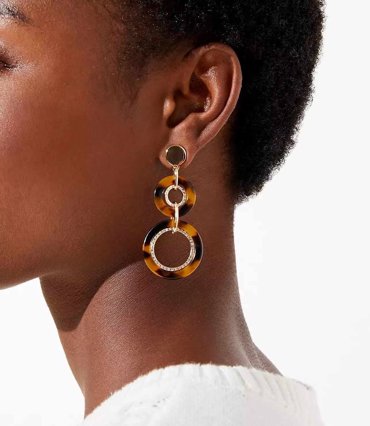 Pave Linked Resin Drop Earrings | LOFT