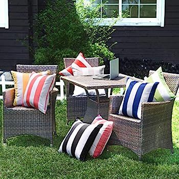 Western Home Pack of 2 Decorative Outdoor Solid Waterproof Striped Throw Pillow Covers Polyester ... | Amazon (US)