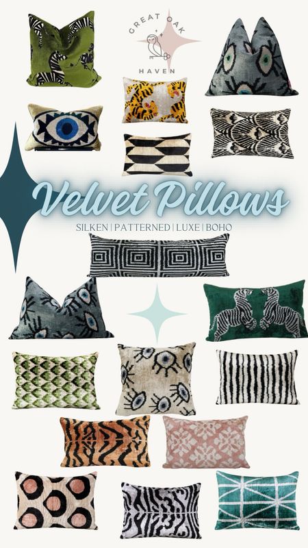 ✨Add a little Silken | Velvety | Luxe Vibes to your home without the price-tag 

Hi mom frands & home-lovers. These luxurious throw pillows are a great addition to any room in your home. 

Artisan made 

Under $100 and many around $50 each. 

Eclectic Luxe Vibes for less

I’m going to be adding these to my home soon! 

Can you guess which ones?! 

🩵✌️Kelly 
Follow along on insta @greatoakhaven for more mom-friendly home styling tips & tricks 

Check out my daily decor dose blog on my website for even more magical decor ideas ✨

#LTKStyleTip #LTKFindsUnder100 #LTKHome