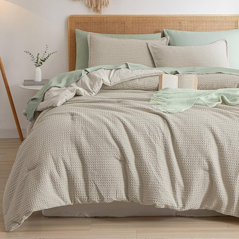PHF Soft Waffle Comforter Set Twin Size- Comfy Breathable Waffle Weave Comforter with 1 Pillow Sh... | Amazon (CA)