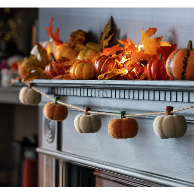 Buy Argos Home Felt Pumpkin Halloween Garland | Party decorations and supplies | Argos | argos.co.uk