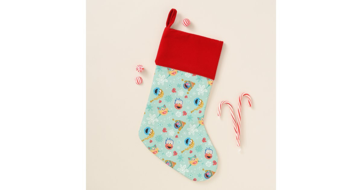 Sesame Street Winter Pattern Christmas Stocking | Zazzle