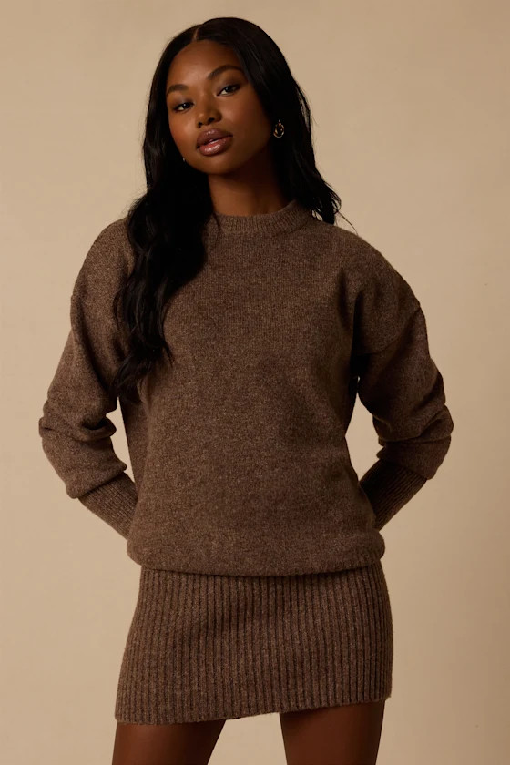Darcy Heather Brown Sweater Dress | Lulus
