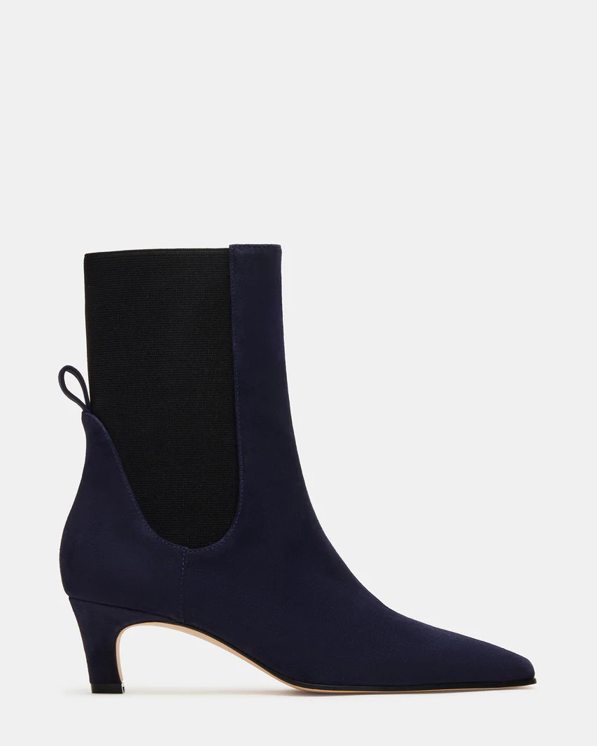 INFERNO Navy Suede Square Toe Ankle Boot | Women's Booties | Steve Madden (US)