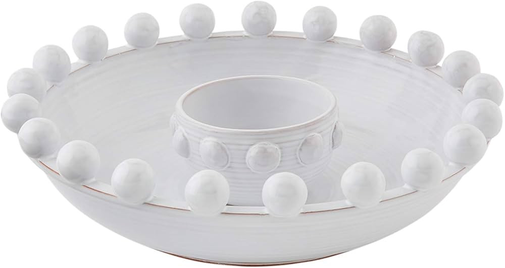 Mud Pie Beaded Chip and Dip Set, 3 1/2" x 13", White | Amazon (US)