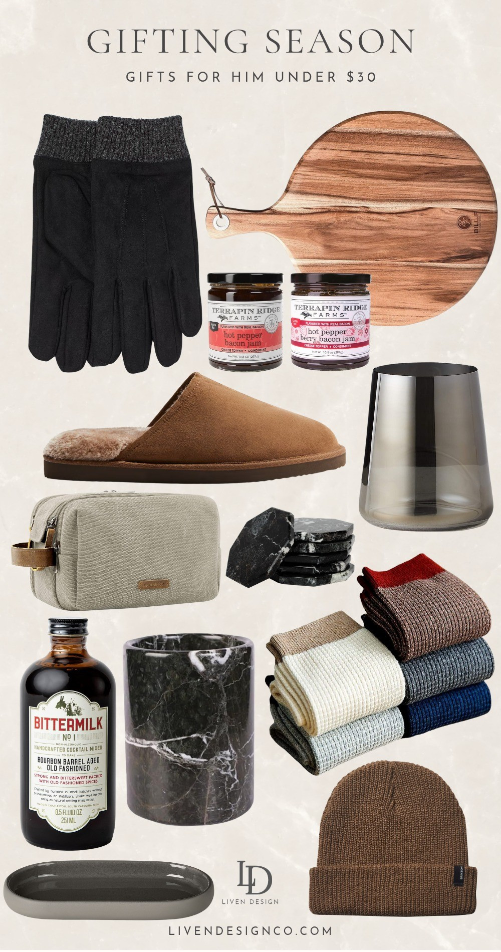 Gift for men under $30. Gift for men. Dad. Brother. Boyfriend. Son. Grill gift. Men Gift ideas. Gift guide. Valet tray. Key holder. Spices. Grill gift. Socks. Decanter. Glassware. Bar tools. Gym bag. Knives. Apron. Gun holder. Cutting board. Slippers. Gloves. Wine chiller. Coasters. Knit cap. Beanie. 

 #giftguide #holidayshopping #giftsformen #holidaygiftguide #christmasgifts #LTKGiftGuide #LTKFindsUnder50 #LTKMens