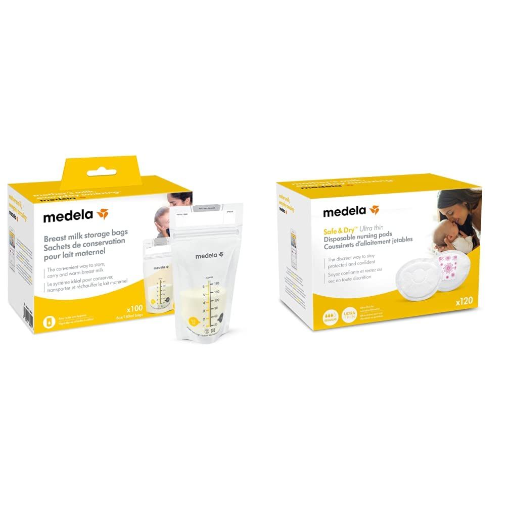 Medela Breast Milk Storage Bags 100 Count and Disposable Nursing Pads 120 Count, Breast Pump Accesso | Amazon (US)
