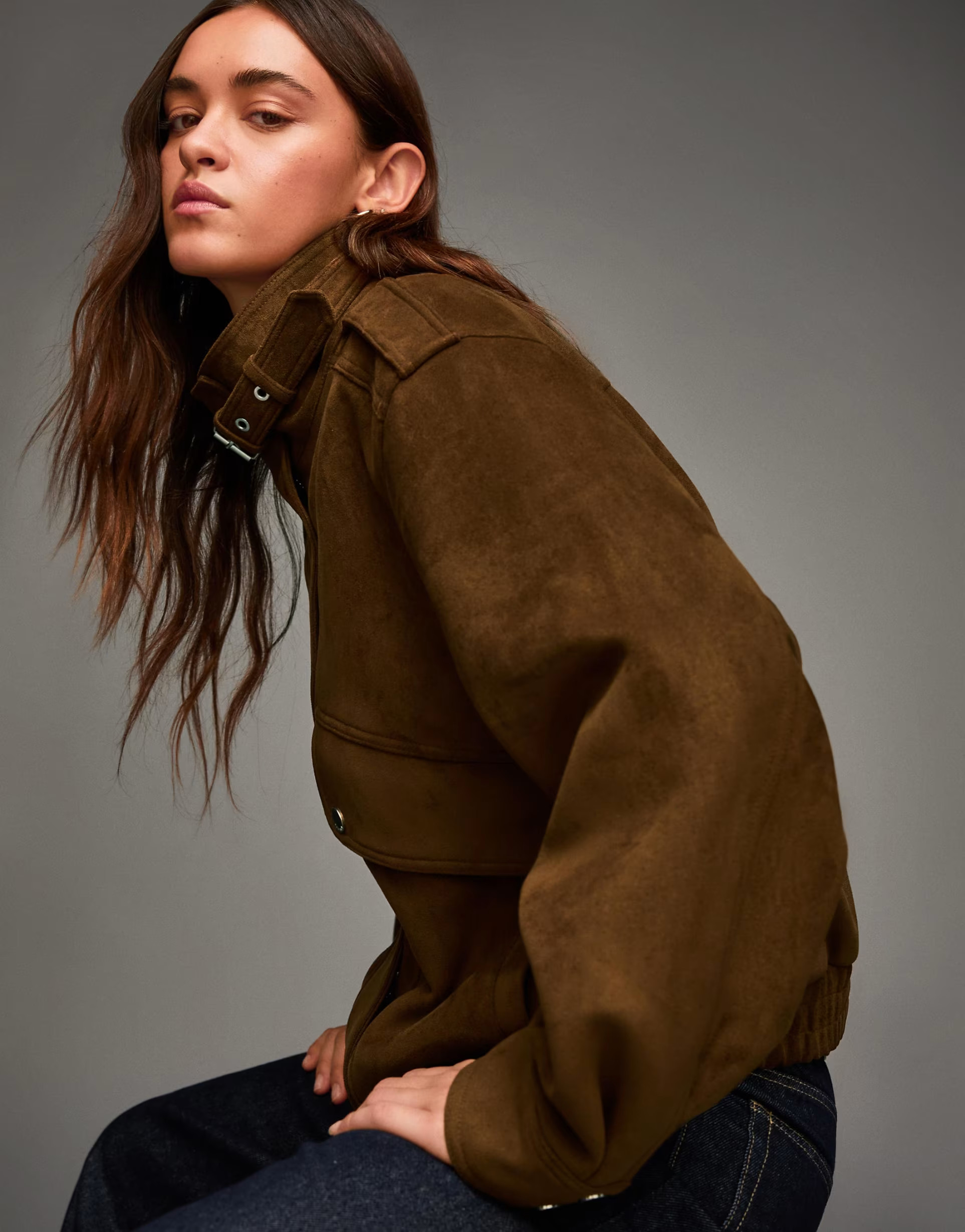 Bershka Faux suede jacket in brown | ASOS | ASOS (Global)