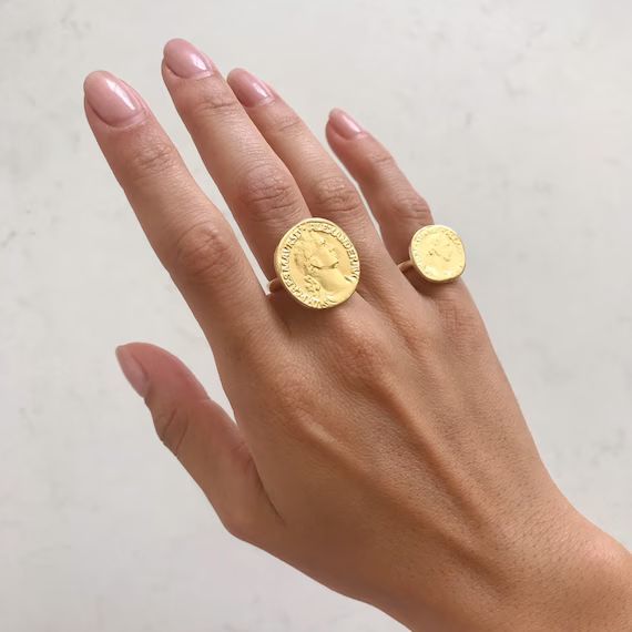 Gold signet ring  stacking ring  coin ring  minimalist ring | Etsy | Etsy (US)