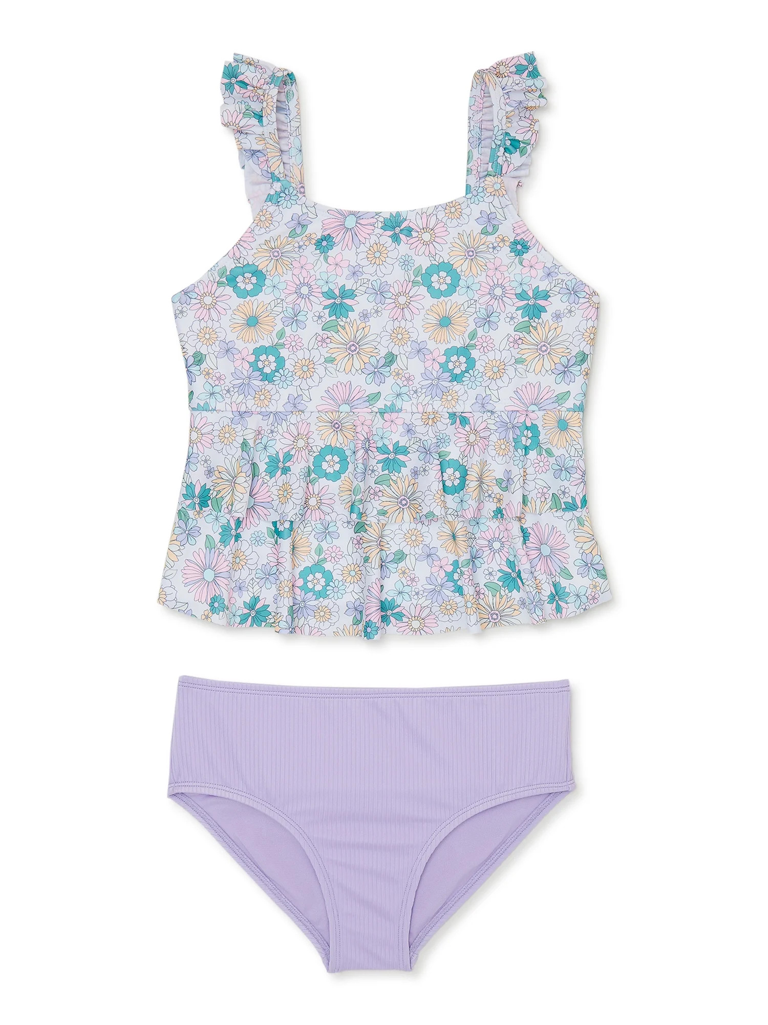 Wonder Nation Girl's Ruffled Tankini, 2-Piece, Sizes 4-18 & Plus | Walmart (US)