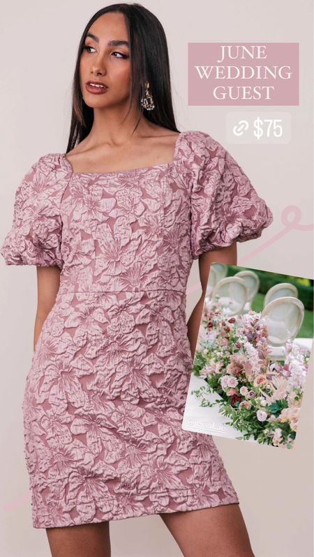 JessaKae is having a $75 flash sale. This feminine, beautiful & romantic mauve dress with jacquard detailing & puff sleeves would be perfect for a spring or summer wedding, or a bridal or baby shower. Grandmillennial, feminine, floral, french, whimsical, tea party, fairytale, pink, pastel  

#LTKwedding #LTKunder100 #LTKsalealert