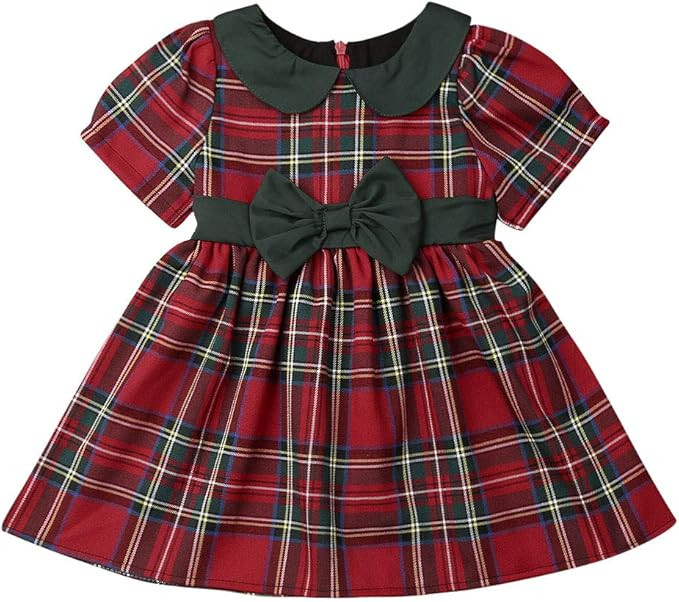Kuriozud Toddler Baby Girl Plaid Dress Party Dress | Amazon (US)