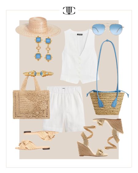 Here are ten summer capsule wardrobe looks from a small collection of clothing and accessories to create a variety of looks.   

Summer capsule, capsule wardrobe, casual look, matching set, linen vest, linen shorts, sandals, wedge sandals, bag, tote, necklace earrings, sunglasses

#LTKover40 #LTKstyletip #LTKshoecrush