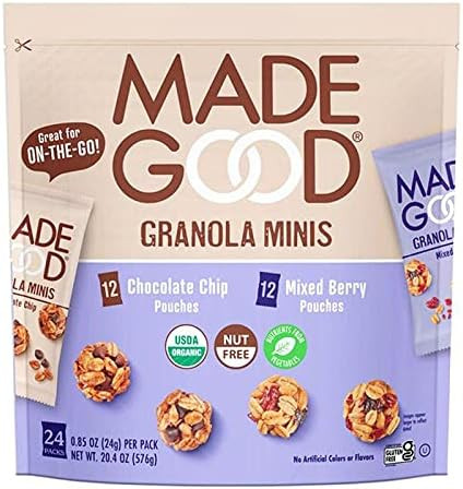 MadeGood Organic Granola Minis 24-Bag Organic Snack Variety Pack, Gluten Free Mon GMO Vegan Nut F... | Amazon (US)