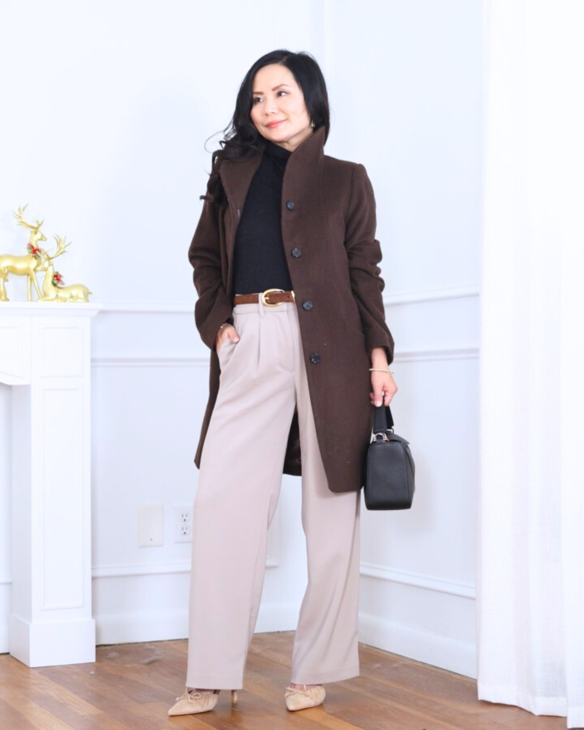 Wearing a wool cocoon coat with pleated wide leg pants from Quince. Clean, cozy, and effortlessly polished. One of those outfits that feels comfortable but still makes you feel put together all day. I’m 5’2, wearing size XS.

#LTKootd #LTKPetite #LTKOver40